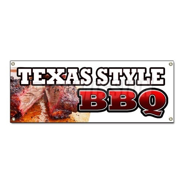 TEXAS STYLEBBQ BANNER SIGN beef brisket ribs pork bar b que open